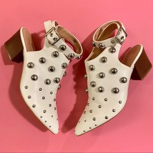 Qupid pointed toward studded ankle boots